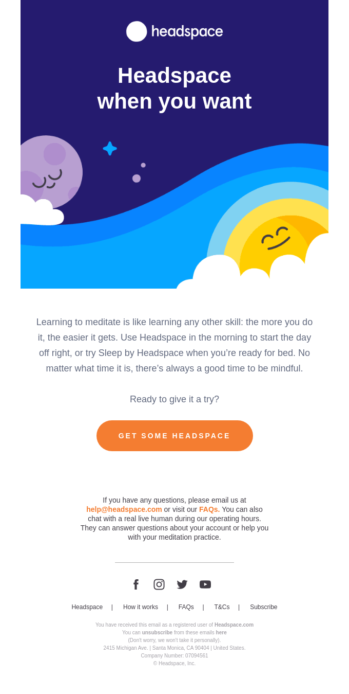 Fit Headspace into any day (or night)
