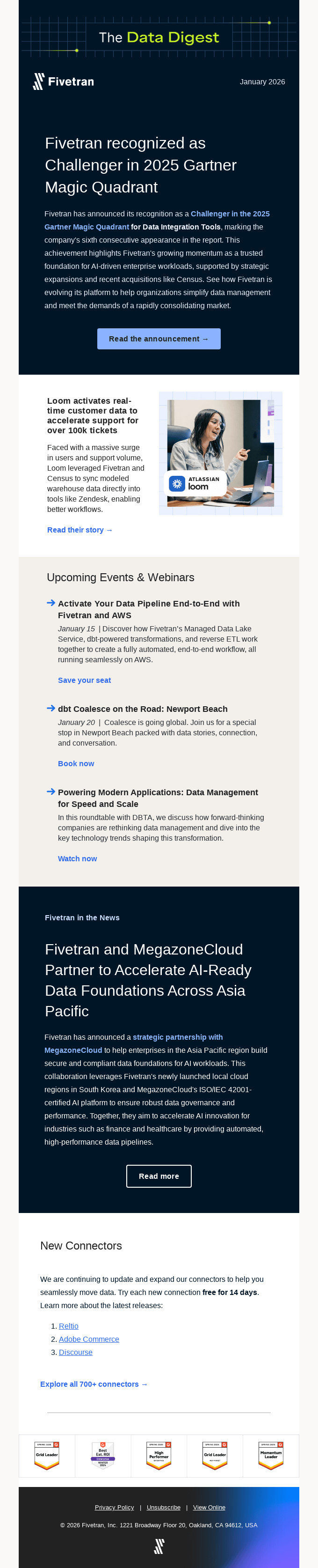 Fivetran in 2025: Gartner Recognition, New Features, & Webinars