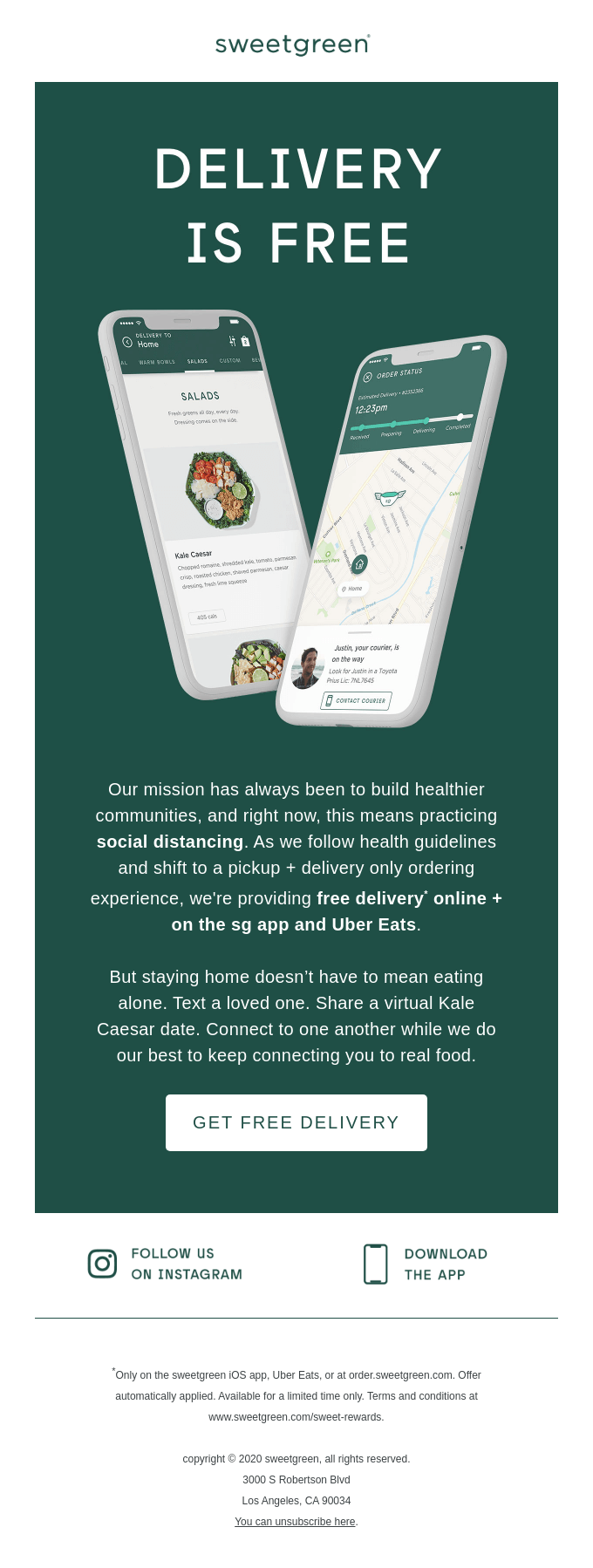 free delivery + keeping our community safe