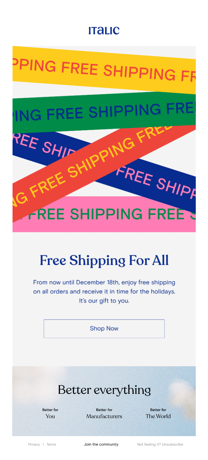 Free shipping starts now