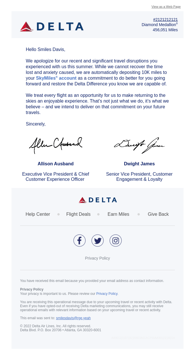 From the Delta Team: Thank You for Your Loyalty