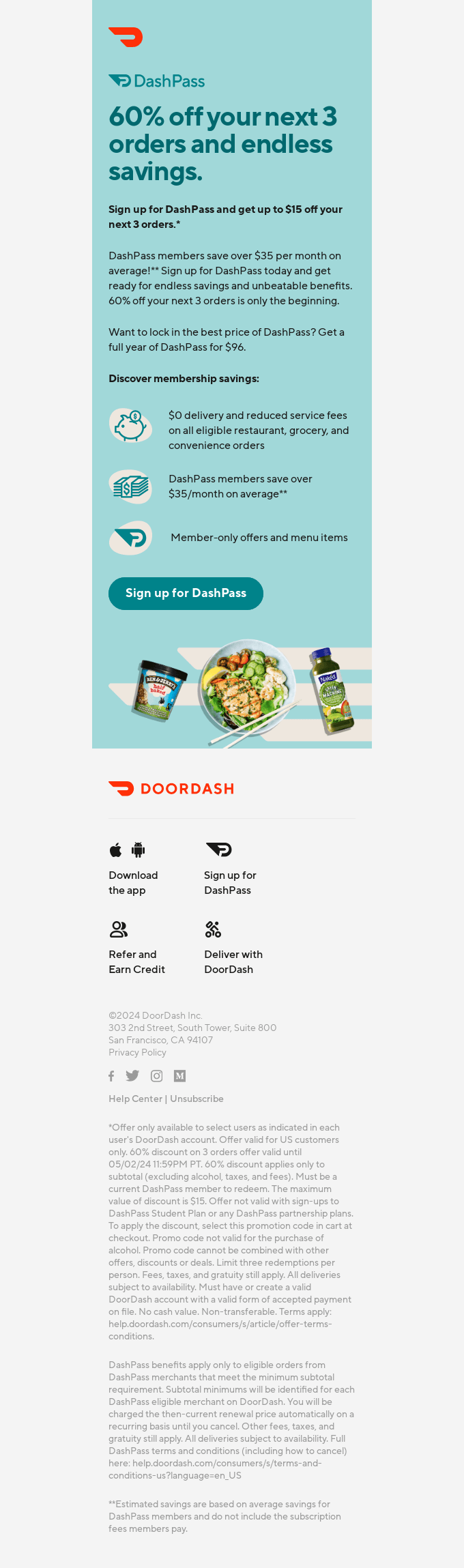 Get 60% off 3 orders and unlimited savings with DashPass. from 