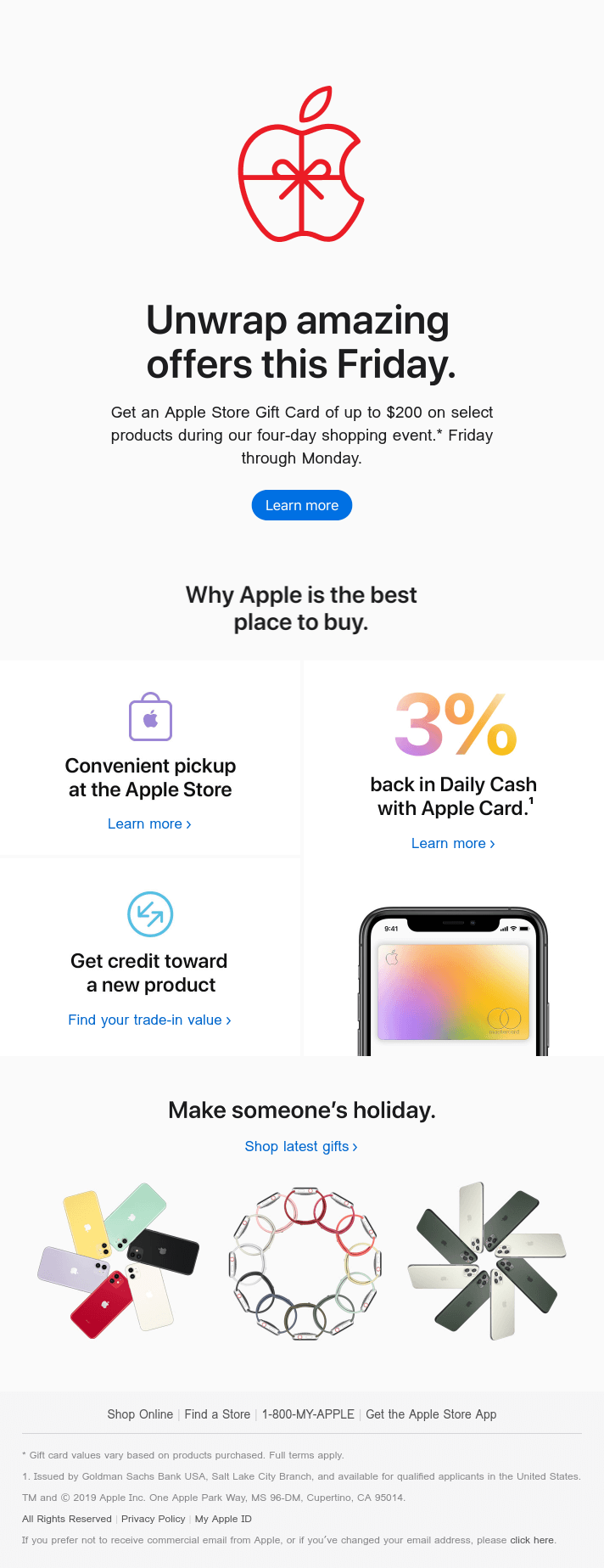 Get an Apple Store Gift Card of up to $200. Starting this Friday.