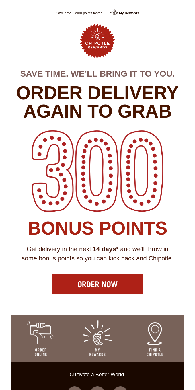 Get 🌯 delivered for 300 bonus points