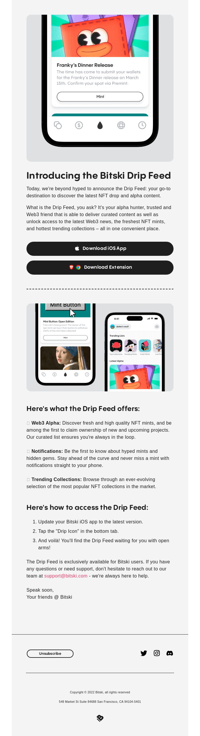 Get dripped out in NFTs + alpha with the new Bitski iOS Drip Feed! 💧