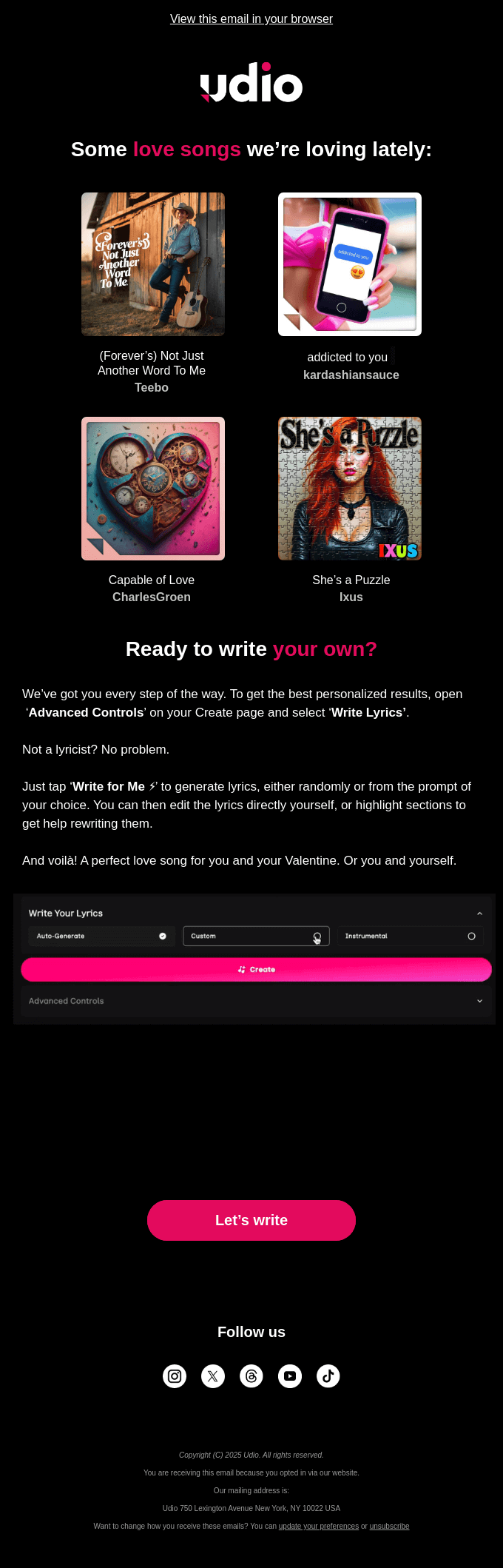 Get help writing a personalized song for your Valentine.