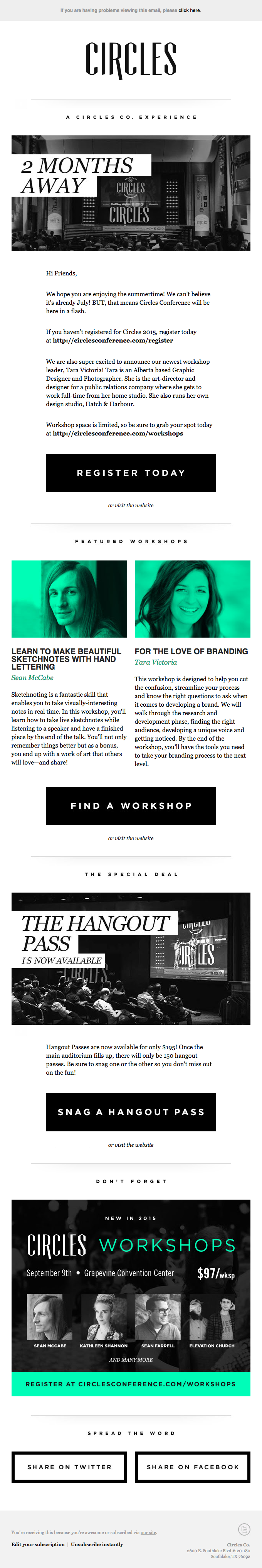 GET REGISTERED! New Circles workshops + passes available!