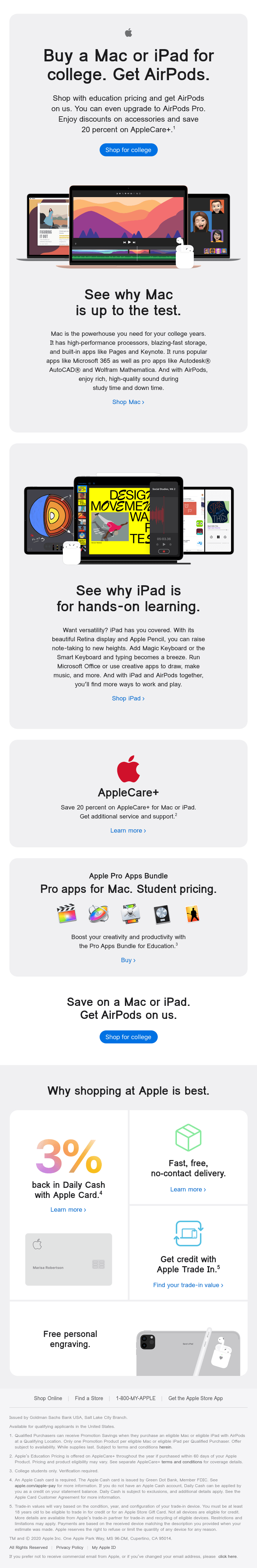 Get the most out of college when you shop for a Mac or iPad.
