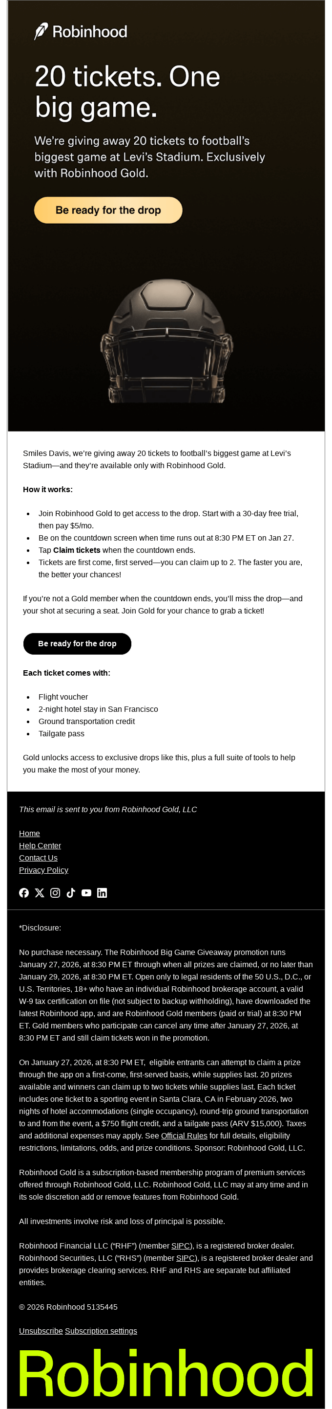 Get tickets to The Big Game, on us