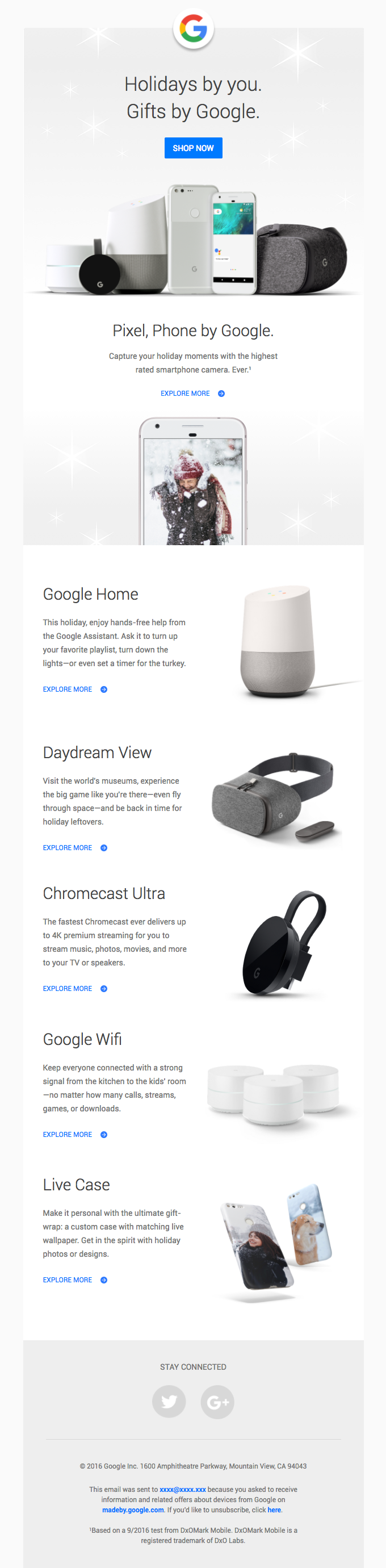 Med andre band død Gutter Give the gift of Google: Pixel, Daydream View, Google Home, Chromecast  Ultra—and more - Desktop View | Really Good Emails