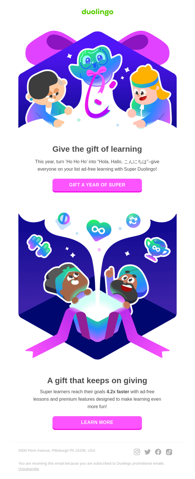 🎁 Give the gift of Super Duolingo