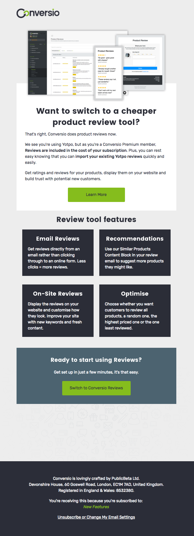 Give Yotpo the heave ho from Conversio Desktop Email View Really Good Emails Give Yotpo the heave ho from Conversio Desktop Email View Really Good Emails