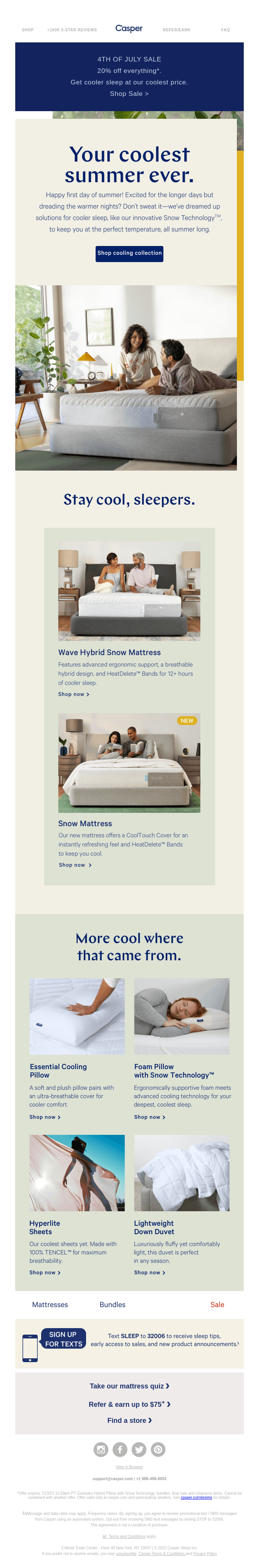 Go from 🥵 to 😴 with our cooling collection.