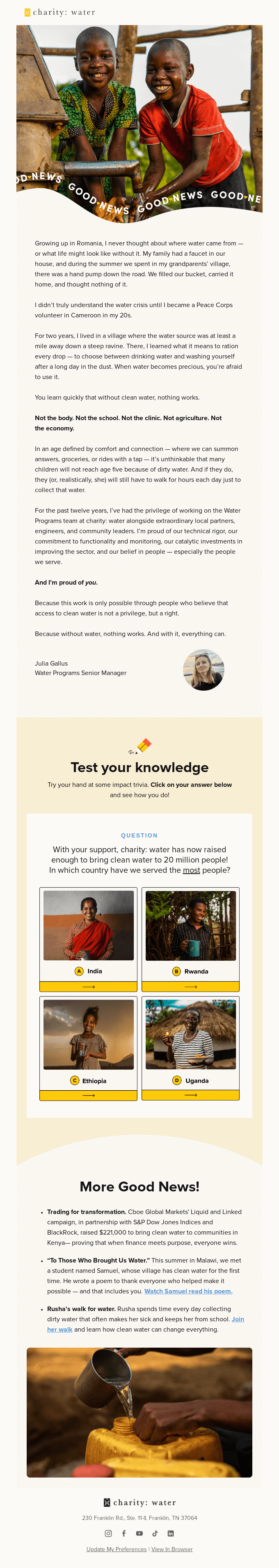 Good News: When water flows, fear fades