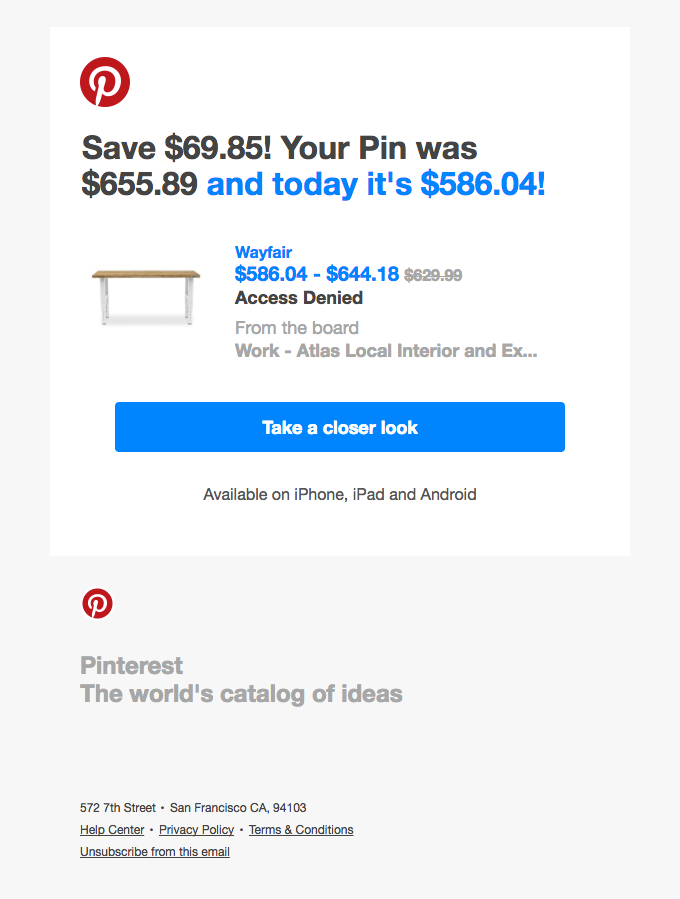 Good News: Your Pin’s price dropped!