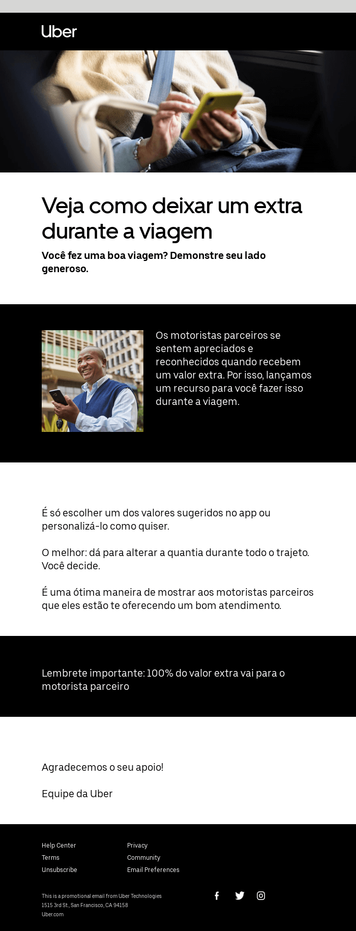 Gostou da viagem? Deixe um extra