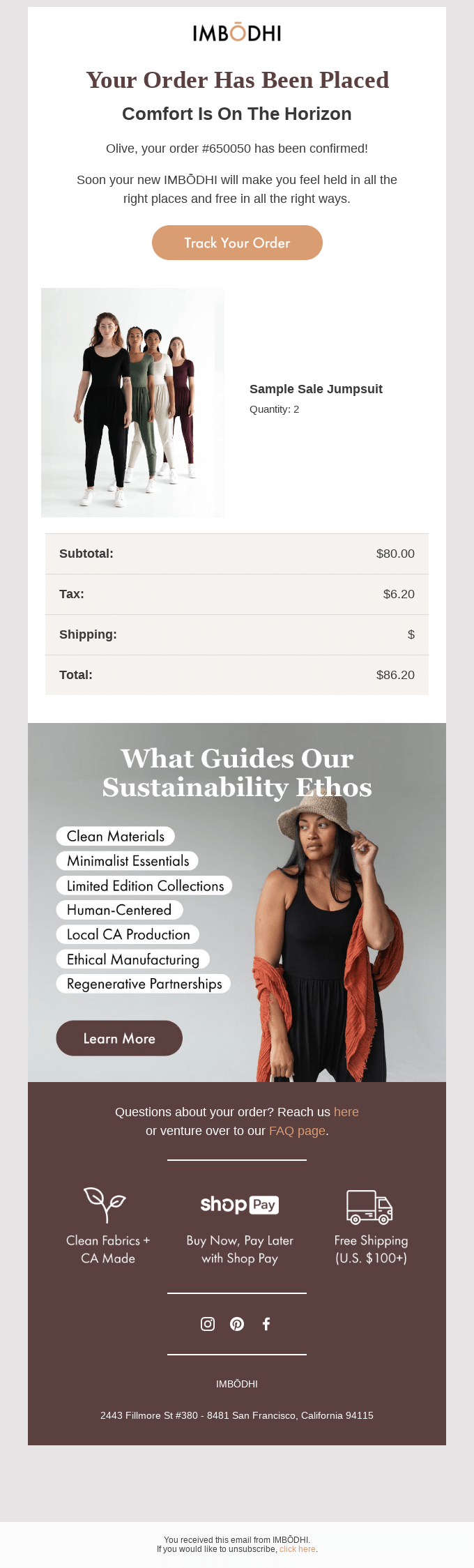 Great news! Your IMBŌDHI order #650050 is confirmed