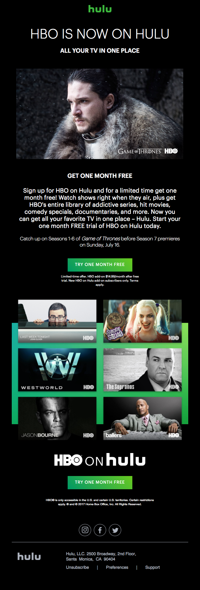 HBO is Now on Hulu! Get One FREE Month Today