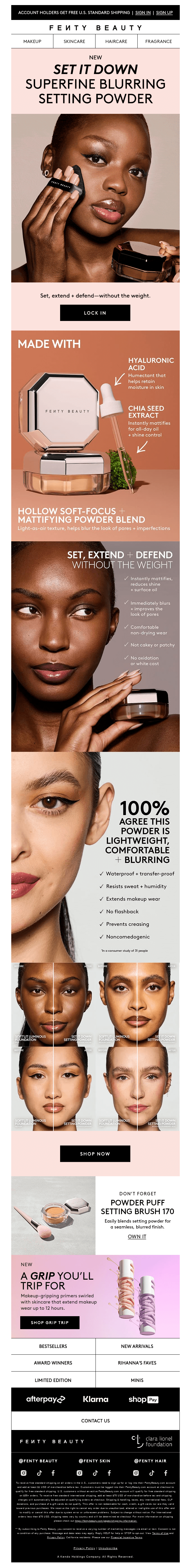 Here to mattify, blur + lock your makeup in all day