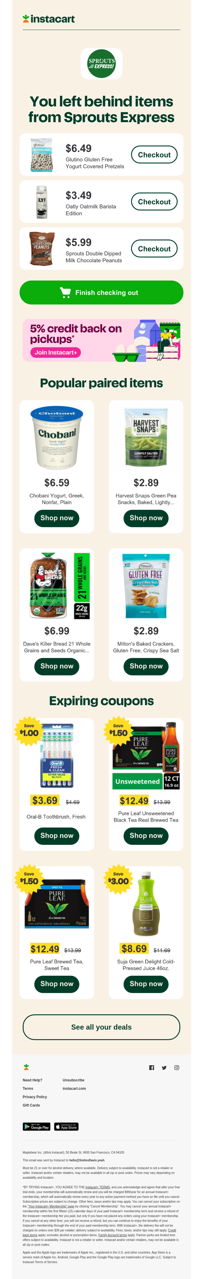 Hey Smiles Davis, finish checking out at Sprouts Express now from