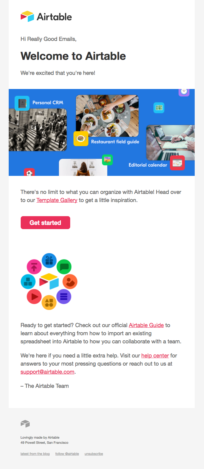 Hi Really Good Emails, Welcome to Airtable!