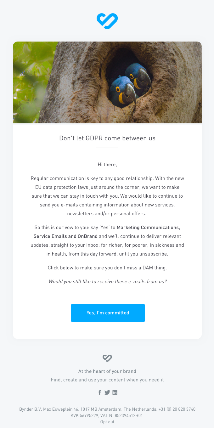 Hi there, GDPR is coming, so what better time to renew our vows?