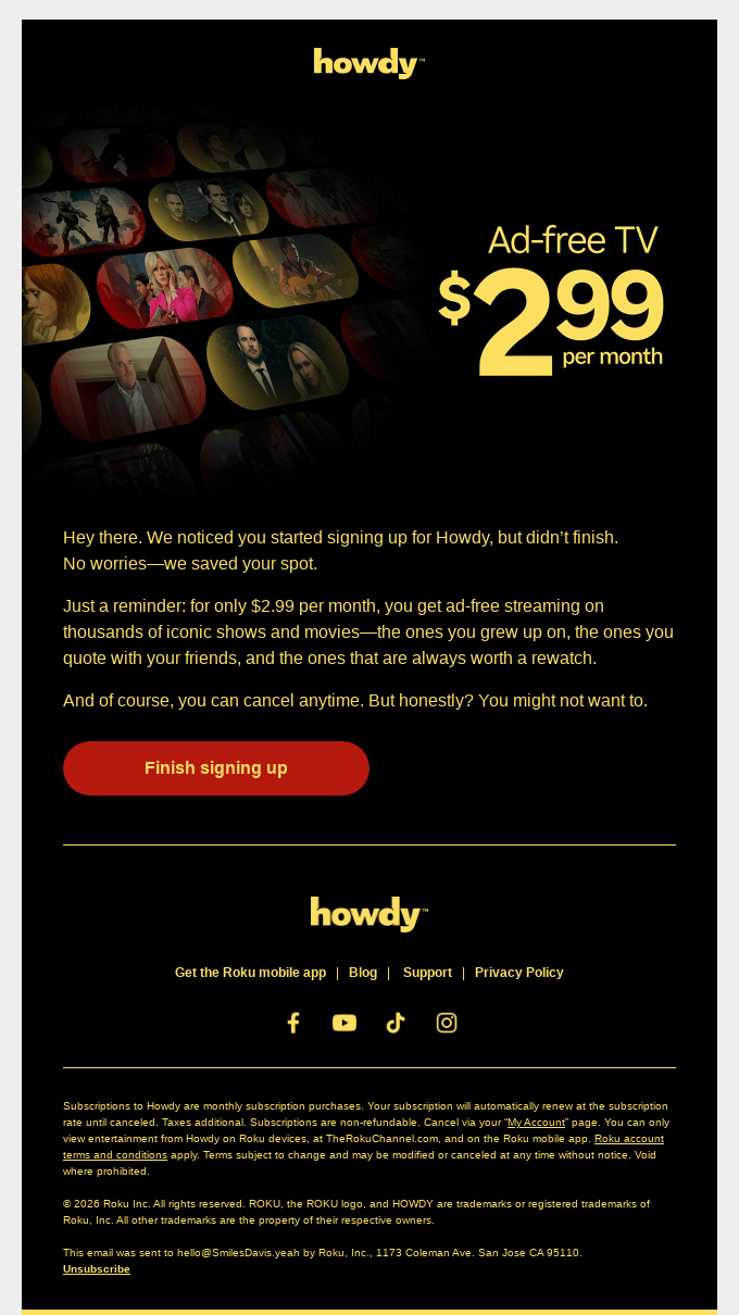 Howdy. We saved your spot.