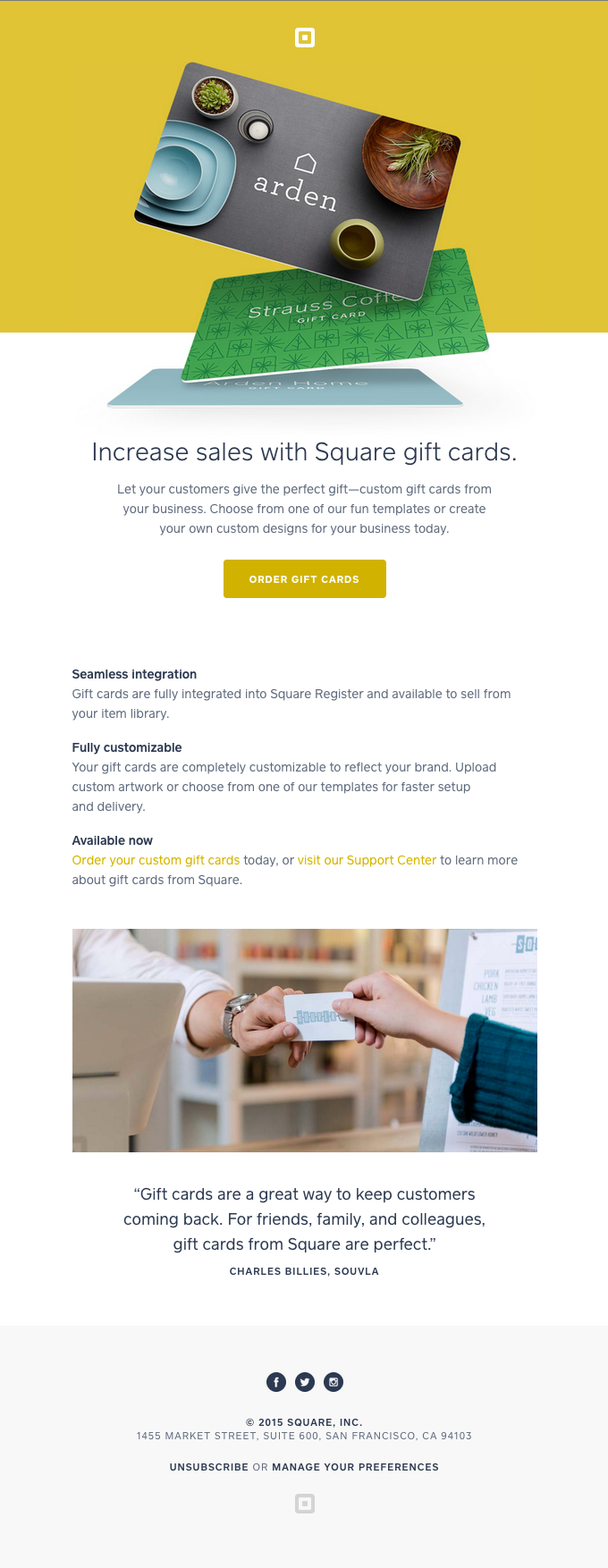 Onboarding – Increase Sales With Square Gift Cards