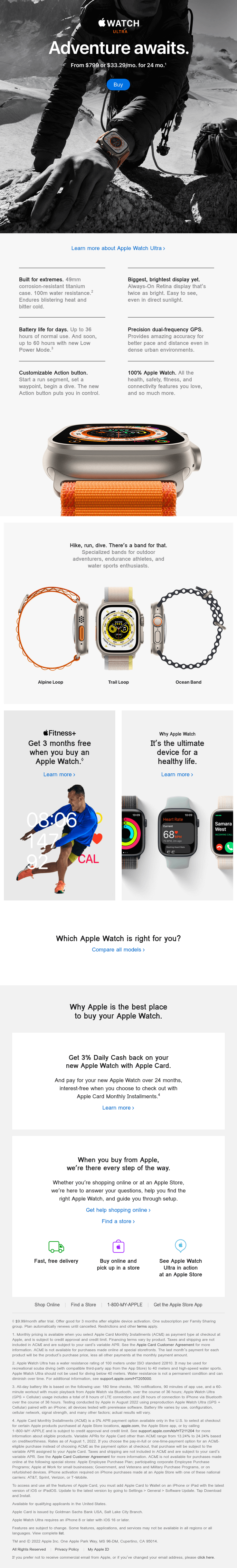 Introducing Apple Watch Ultra. from Apple - Desktop Email View