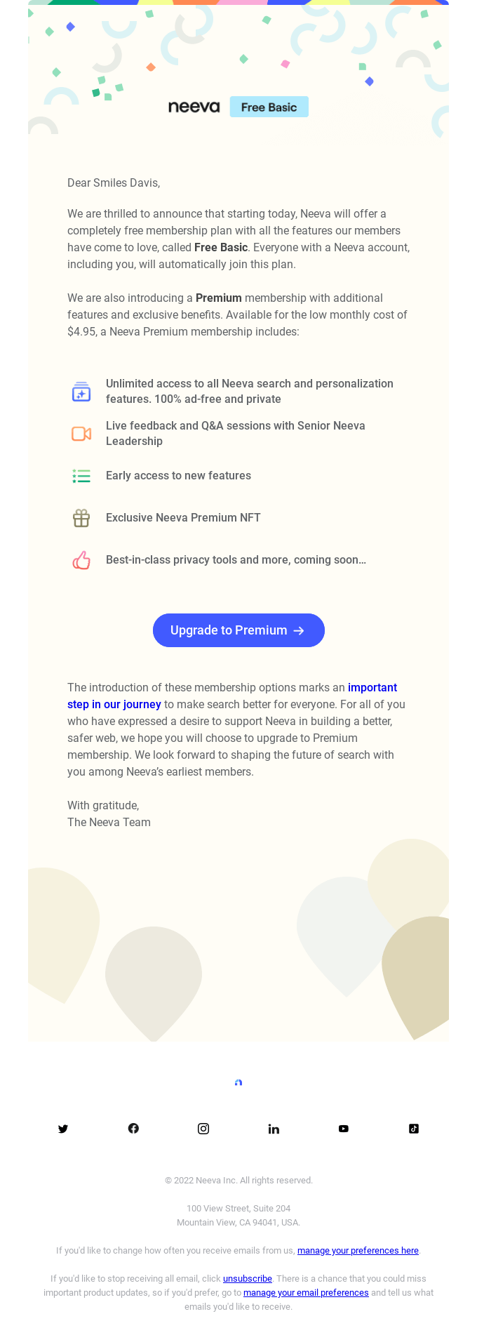 Introducing Neeva’s Free Basic and Premium memberships! ✨