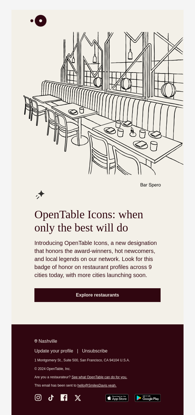 🍾 Introducing OpenTable Icons from OpenTable - Desktop Email View ...