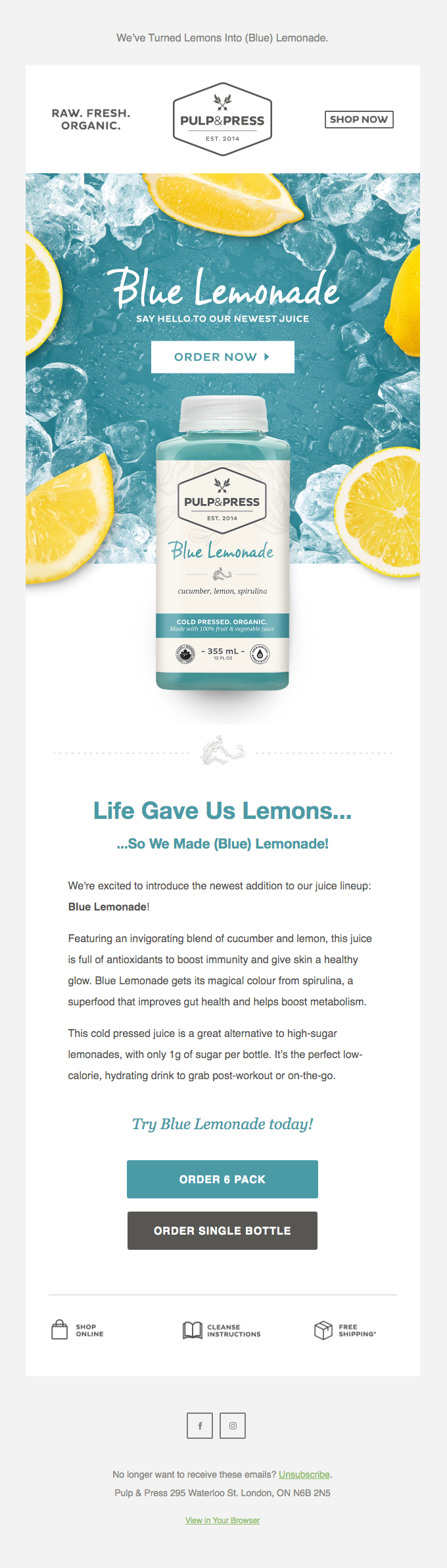 Introducing Our Newest Juice: Blue Lemonade 💙🍋