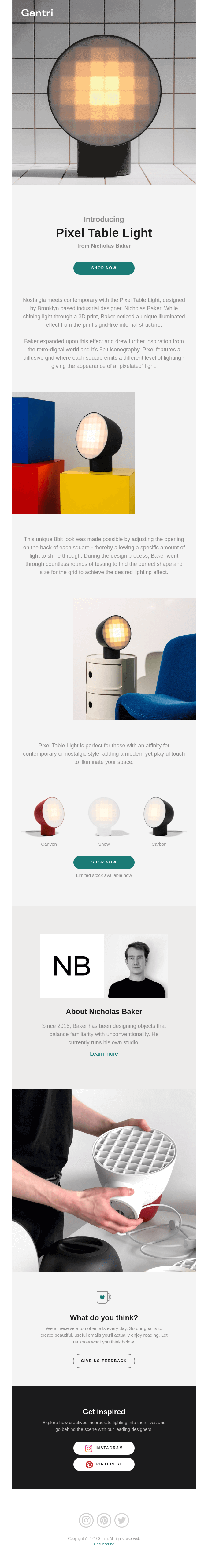 Introducing Pixel Table Light from Nicholas Baker