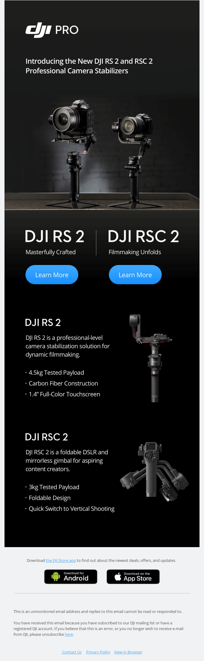 Introducing the New DJI RS 2 and RSC 2 Professional Camera Stabilizers