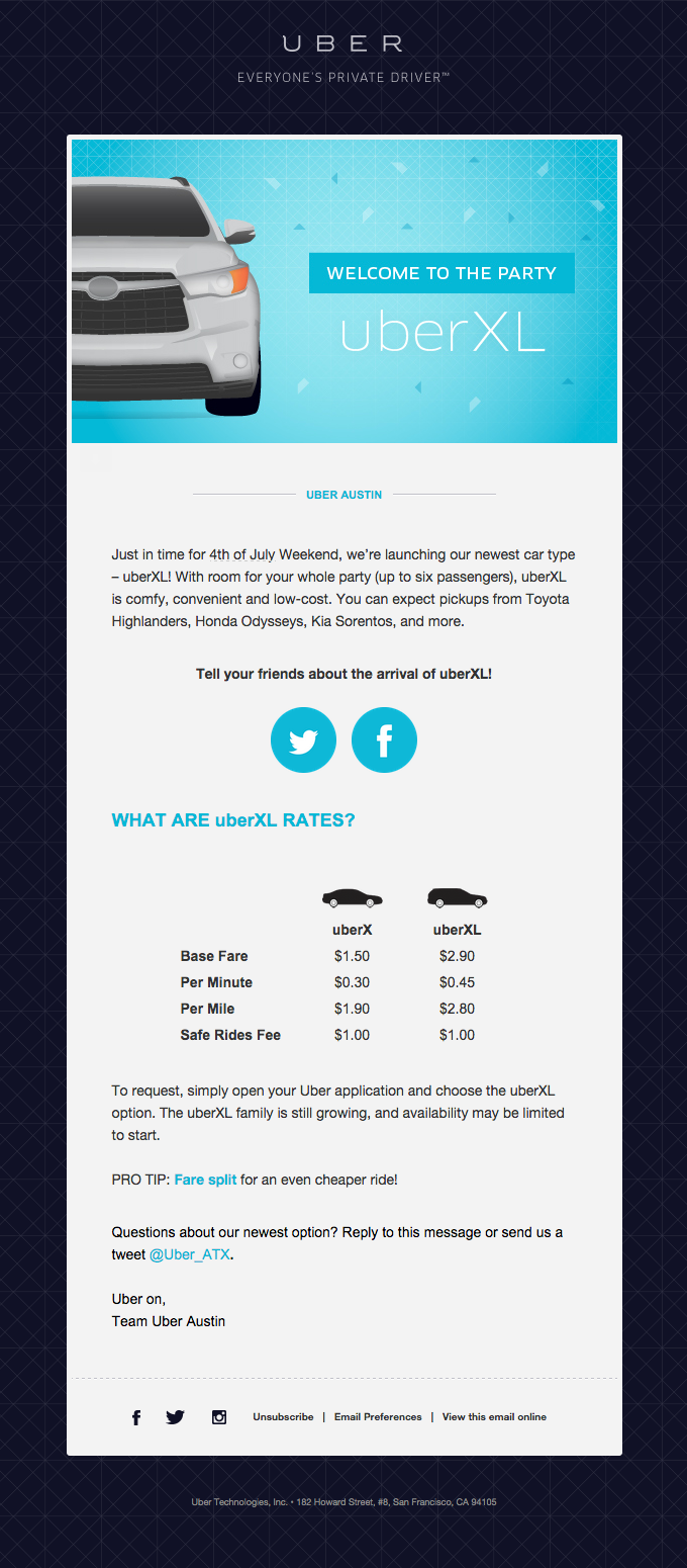 Introducing uberXL – the roomier uberX!