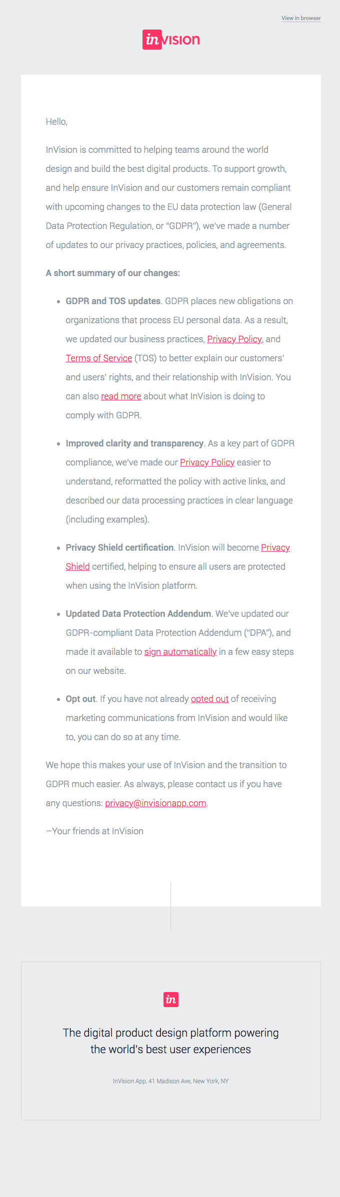 InVision Privacy Policy and Terms of Service updates