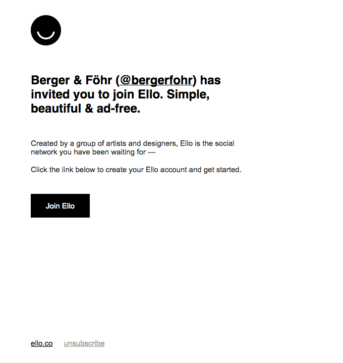 You have been invited to join Ello