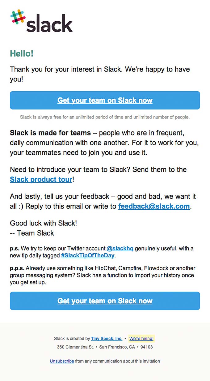 Invitation Email From Slack | Really Good Emails
