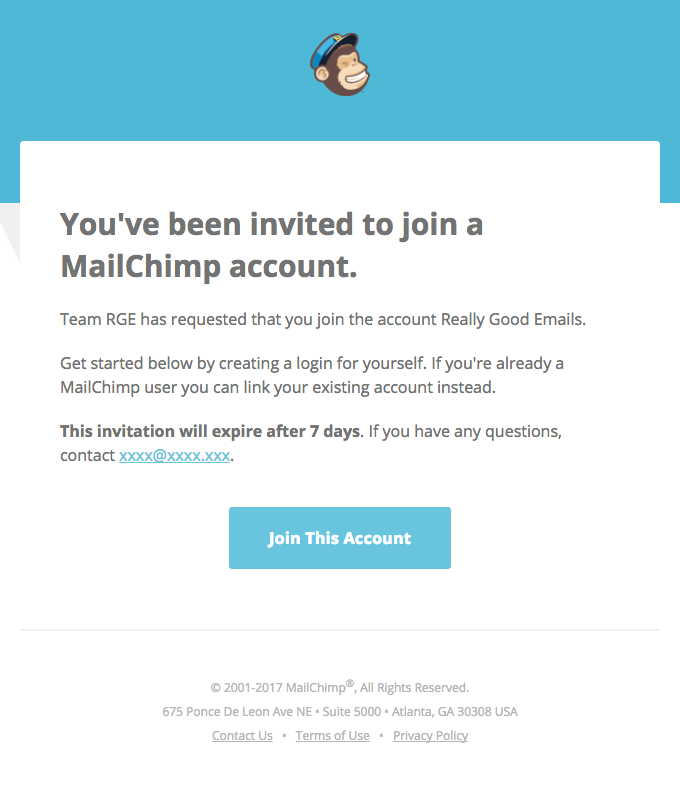 Invitation to Join MailChimp Account