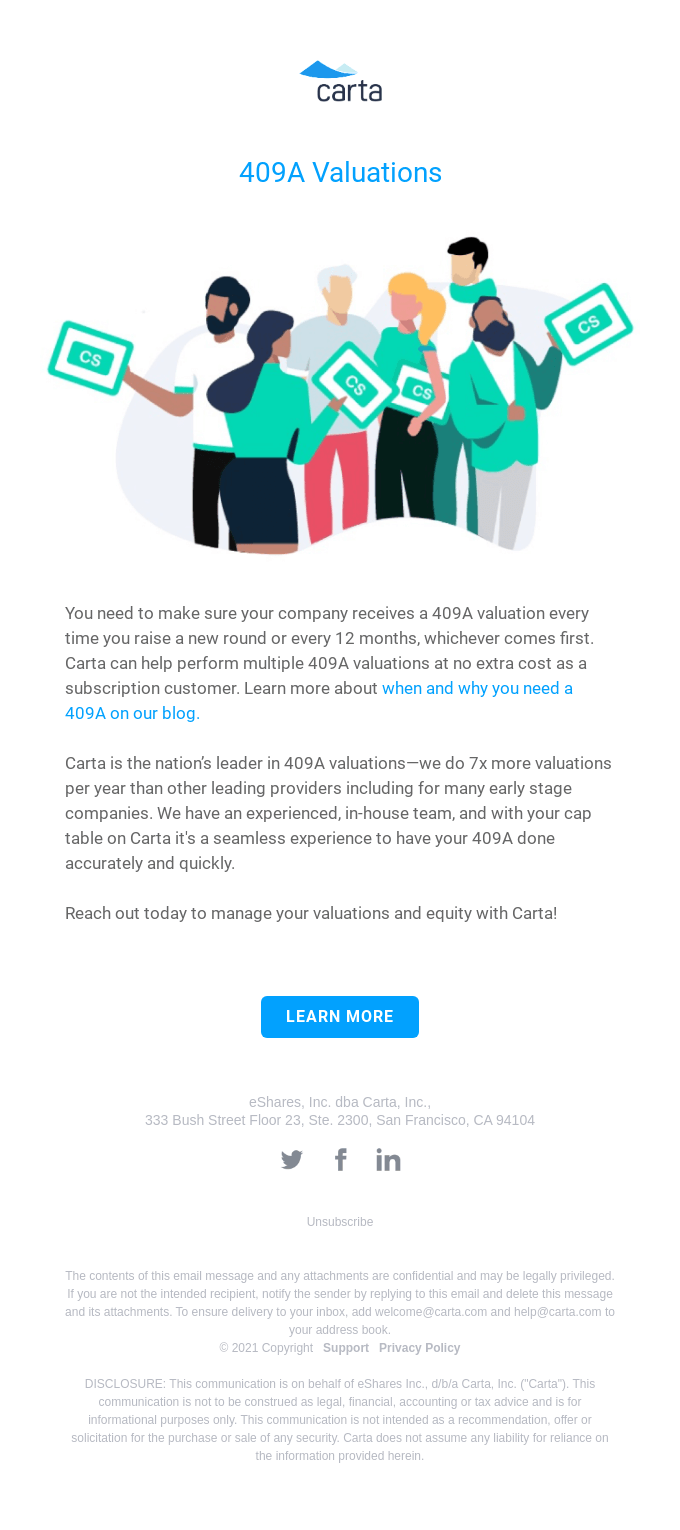 Issuing options? Receive multiple 409A valuations with Carta