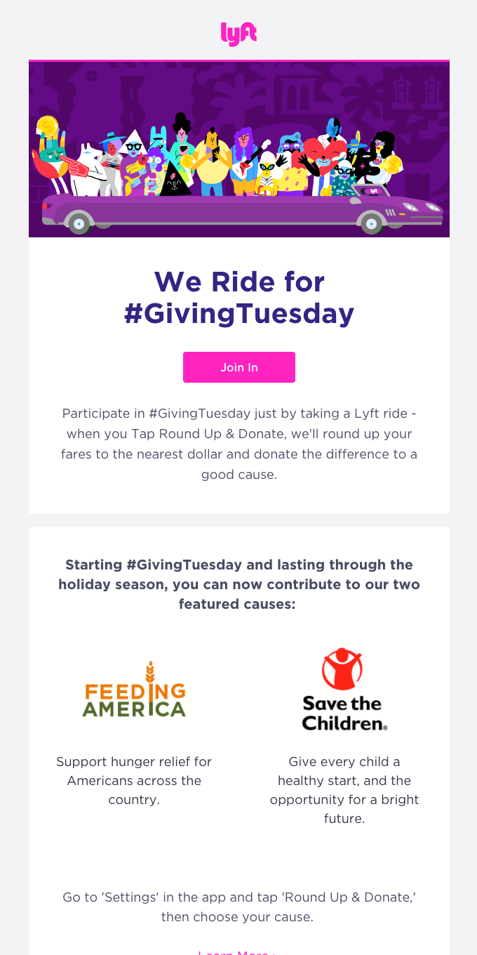 Join #GivingTuesday with Lyft