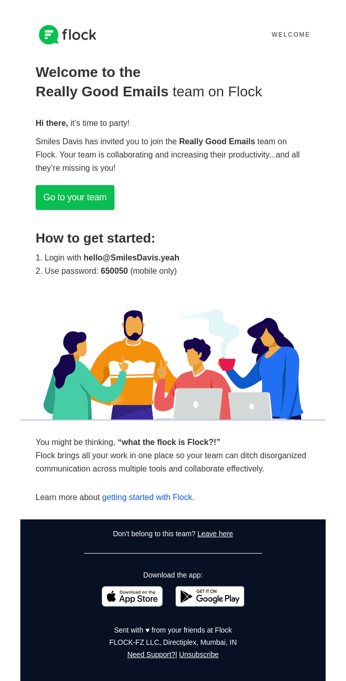 Join my Really Good Emails team on Flock