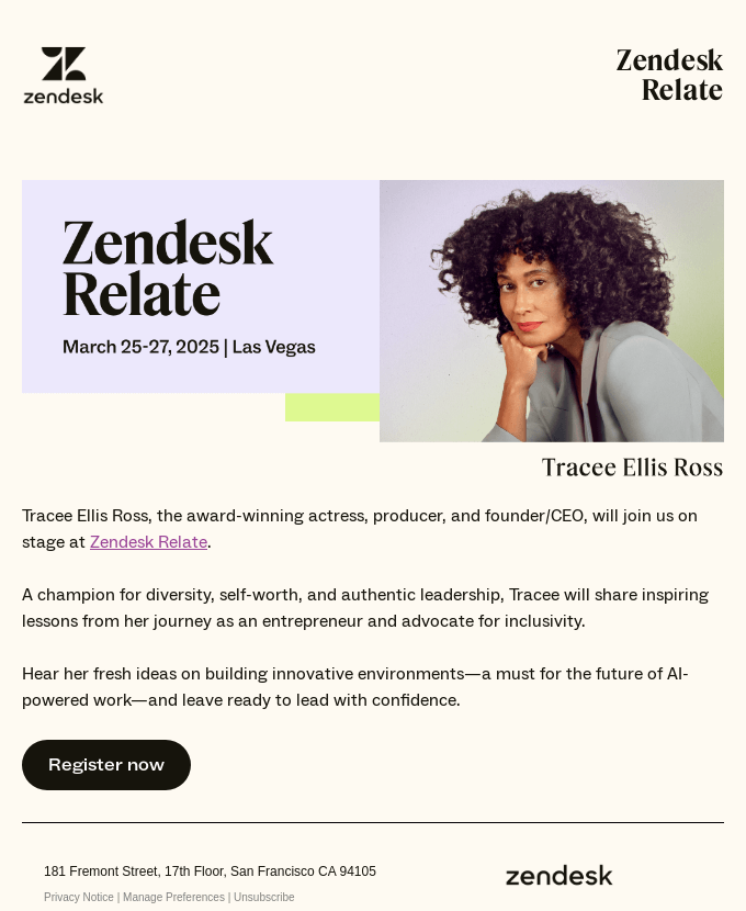 Just announced: Tracee Ellis Ross joins Zendesk Relate