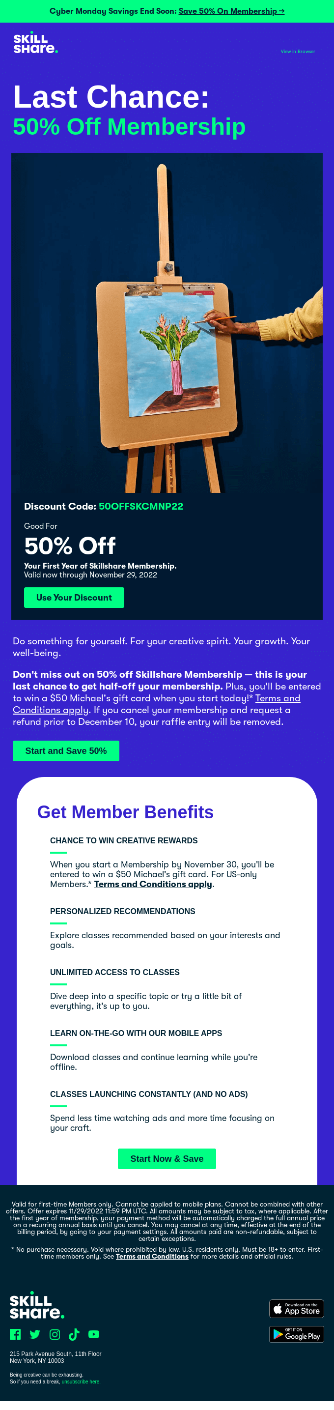 Last Call: 50% Off Membership