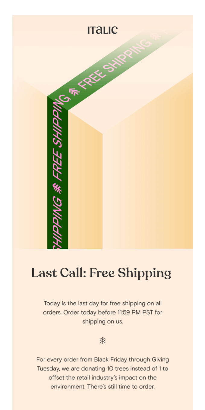 Last chance for free shipping