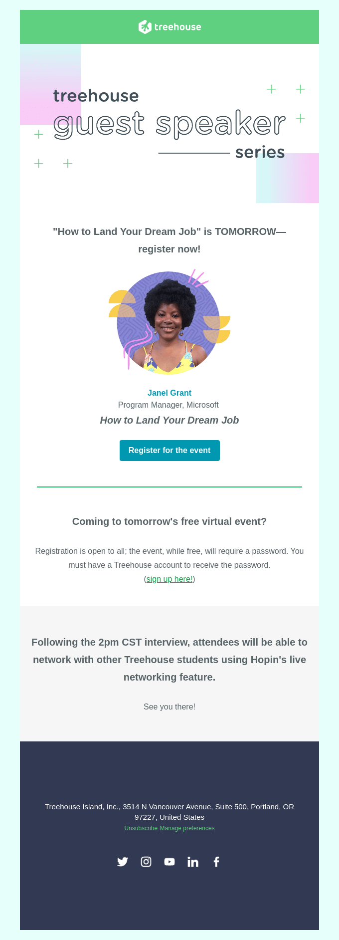 Last chance to register for tomorrow's free "How To Land Your Dream Job" event