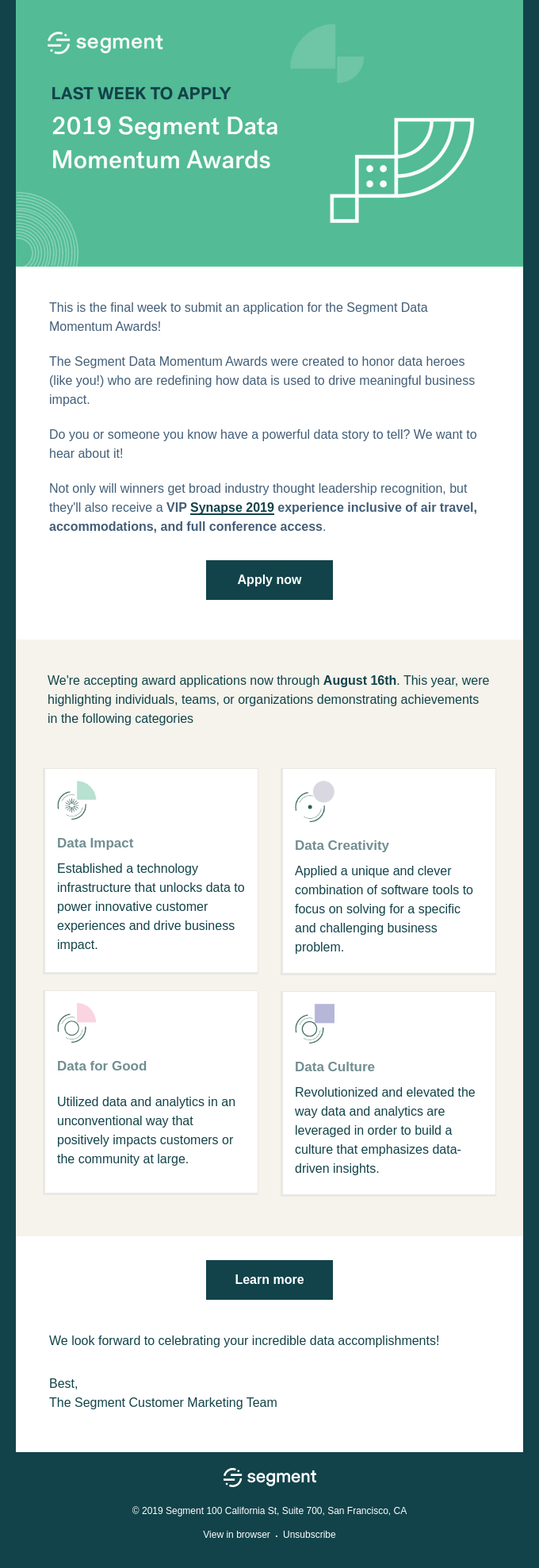 Last week to apply for a Data Momentum Award 🏆