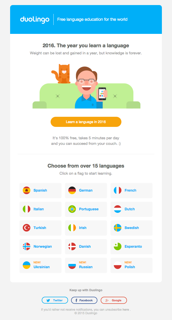Learn a language with only 5 minutes per day