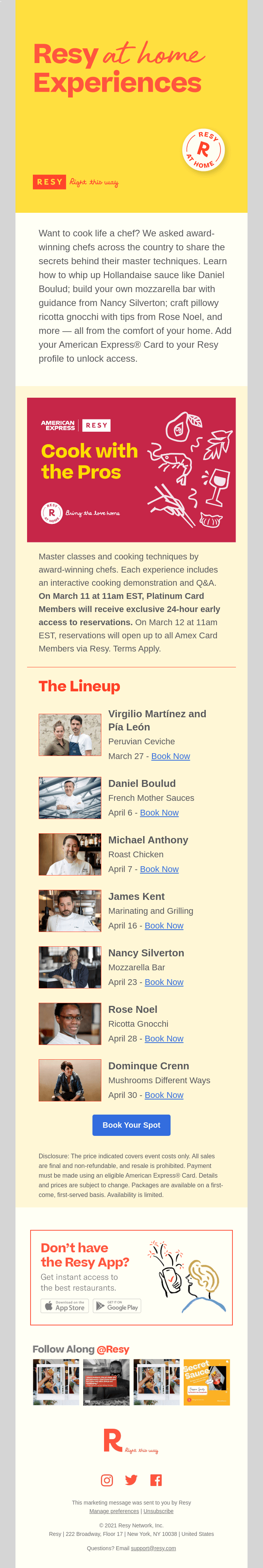 Learn master techniques from award-winning chefs.