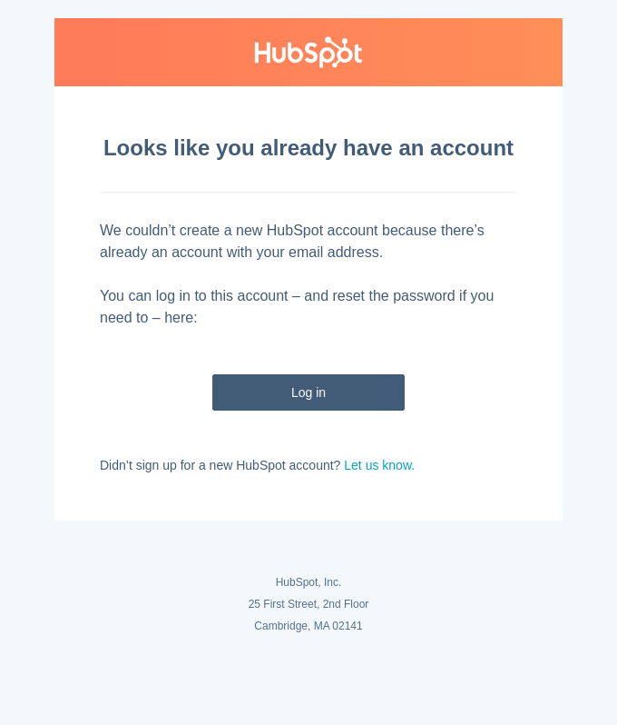 Looks like you already have an account
